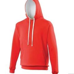 Hoodie contrast Rood-wit